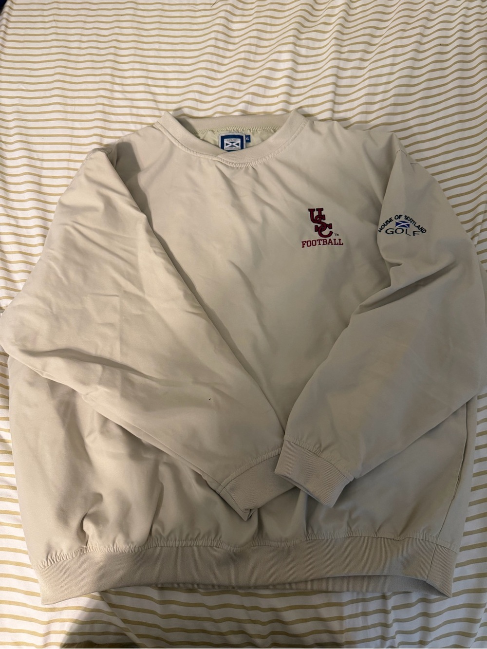 USC Football Embroidered Crewneck Sweatshirt - Beige